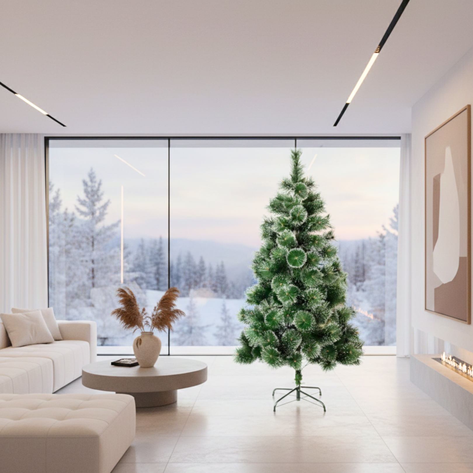 Novogodišnji bor sa snegom