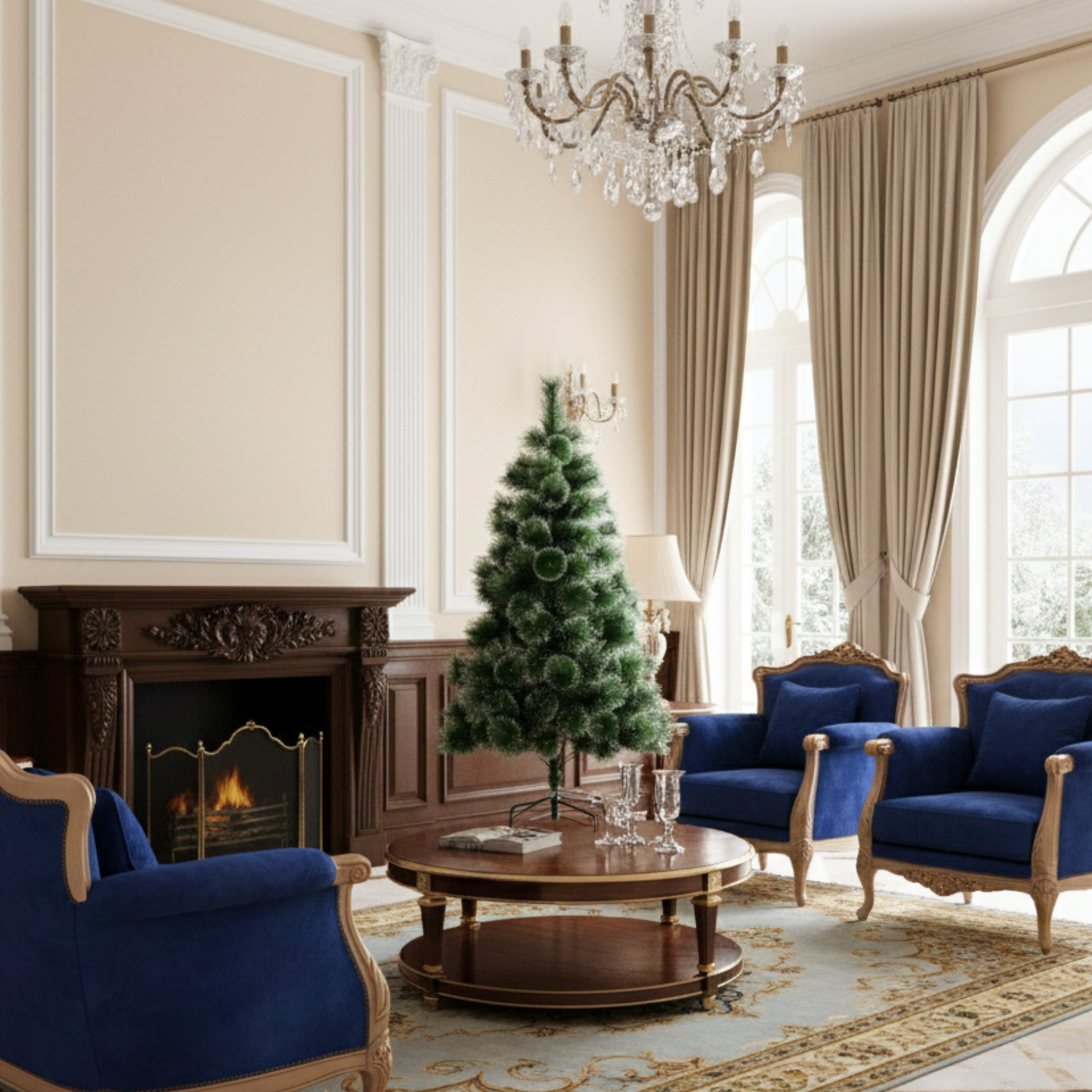 Novogodišnji bor sa snegom